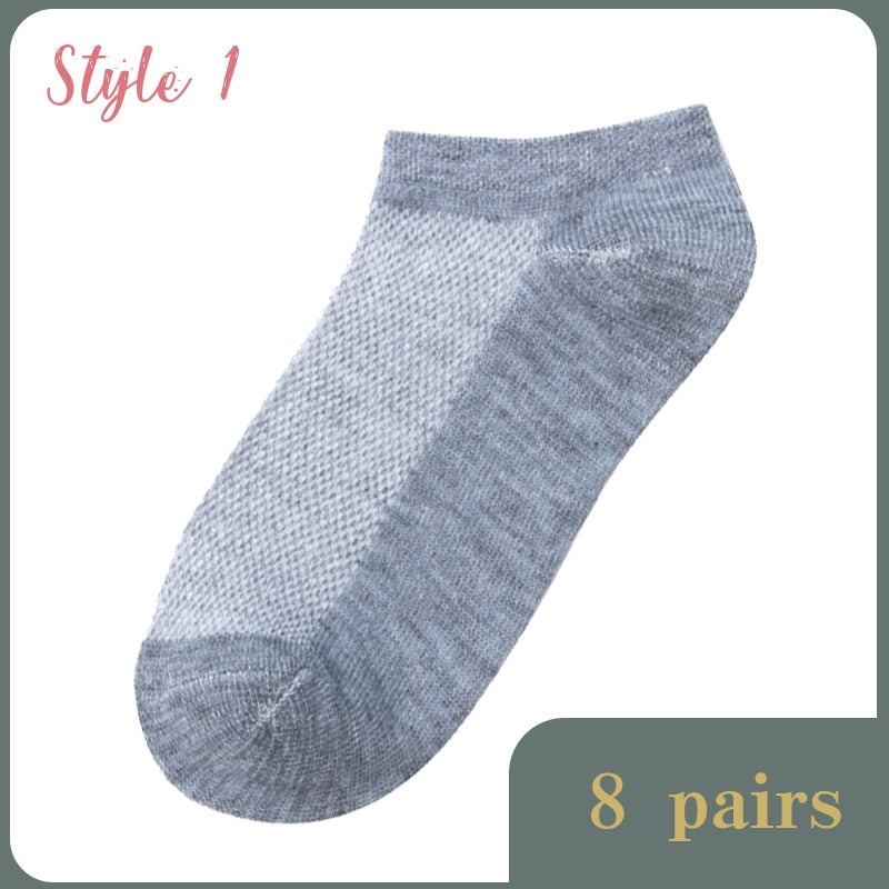 8 Pairs Lot Solid Mesh Women&#39;s Short Socks Invisible Ankle Socks Pack Ladies Spring Summer Breathable Thin Boat Socks Set